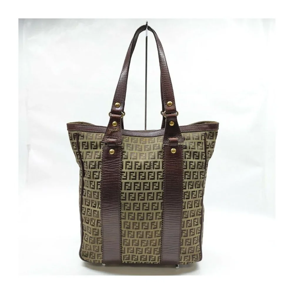 AUTHENTIC Fendi Tote Bag Brown Nylon - Picture 2 of 11
